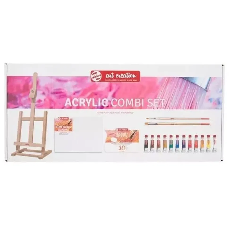 Set 12 Acrílicos + Caballete Talens