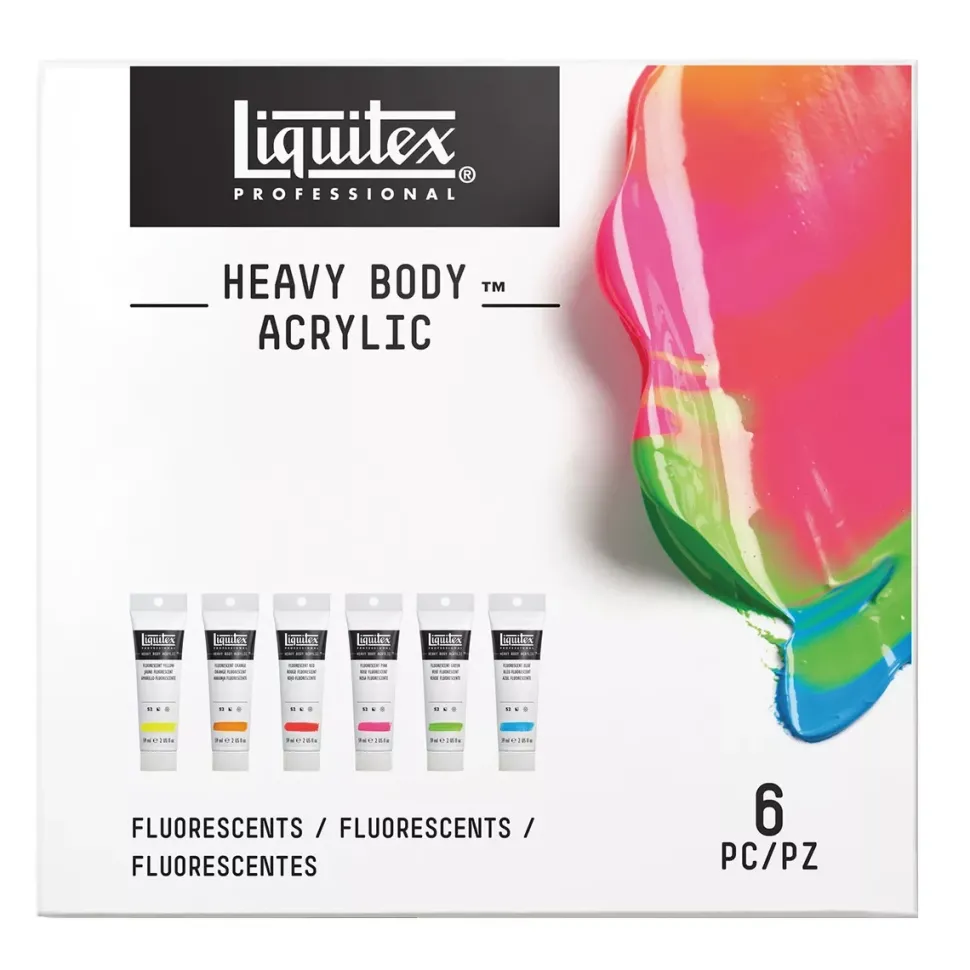 Set 6 acrílicos heavy body Fluorescente PRO Liquitex 59ml