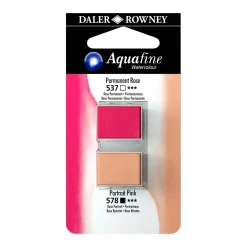 Set 2 Acuarela Aquafine 1/2 godet Rosa permanente y Rosa retrato Daler-Rowney
