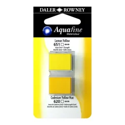 Set 2 Acuarela Aquafine 1/2 godet Amarillo limón y Amarillo de Cadmio Daler-Rowney