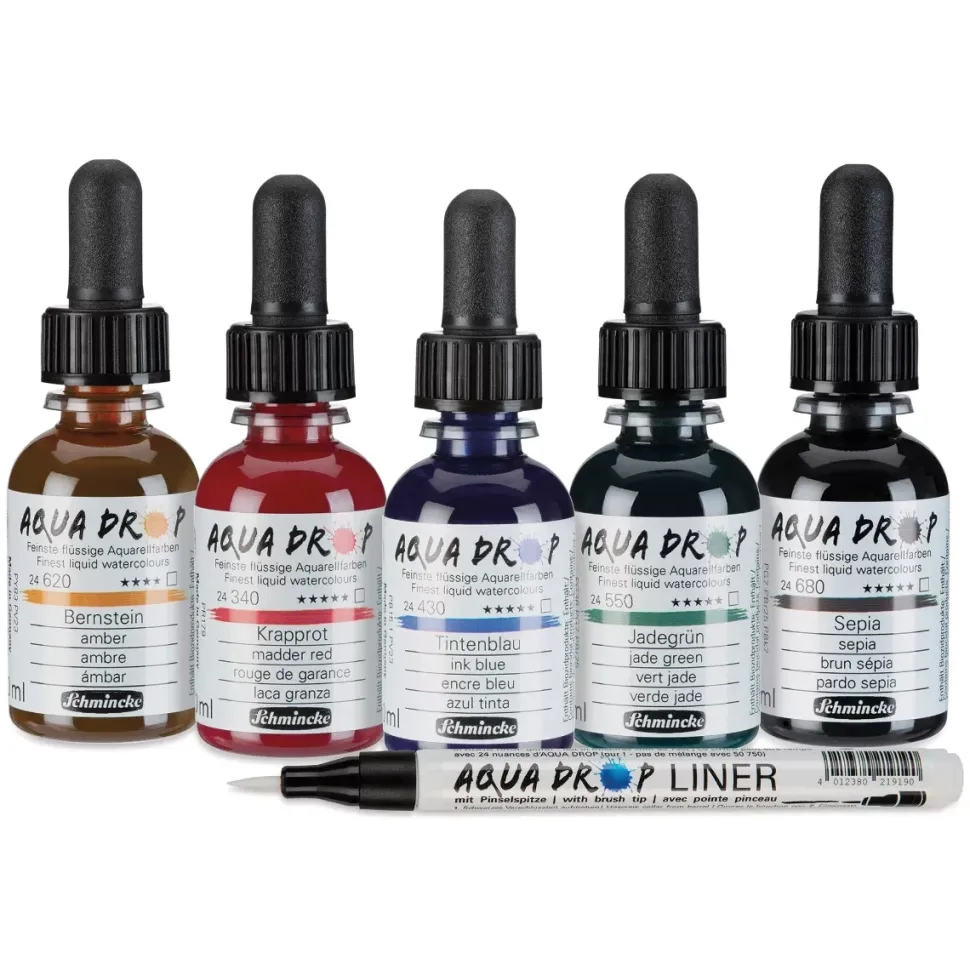 Set 5 acuarelas líquidas y rotulador Aqua Drop Schmincke 30ml