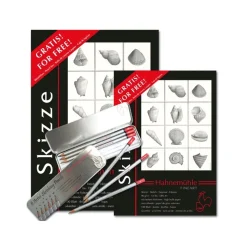 Set 2 Blocs esbozo Skizze A4 96gr/m2 y estuche de lápices Hahnemühle