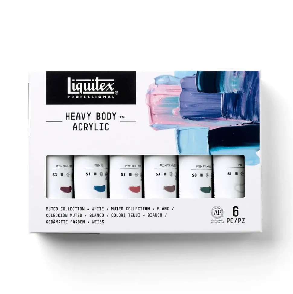 Set 6 colores acrílicos Muted Collection + white Heavy Body Liquitex 59ml