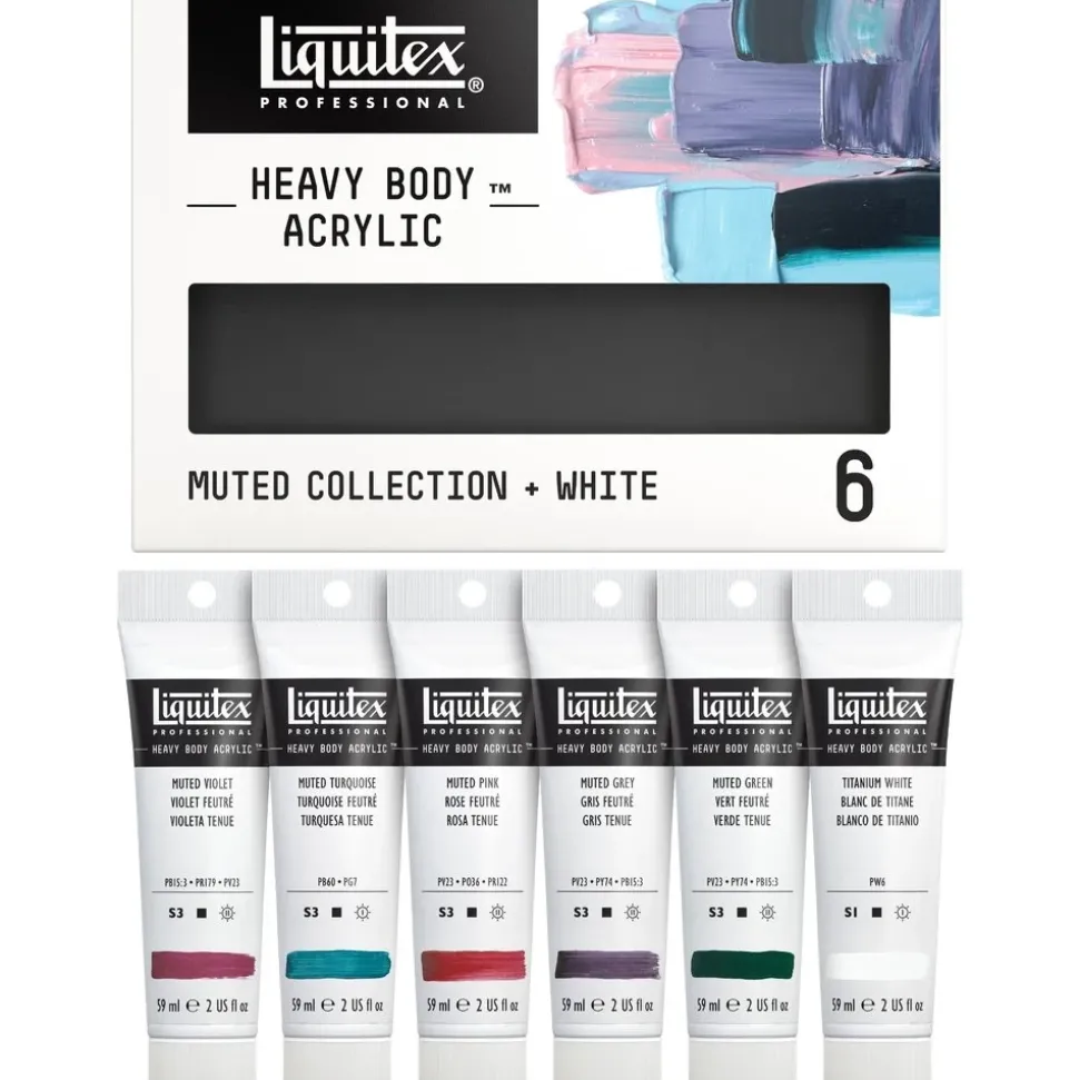 Set 6 colores acrílicos Muted Collection + white Heavy Body Liquitex 59ml