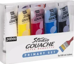 Set 5 Gouache fino colores primarios Studio Pebeo 100ml