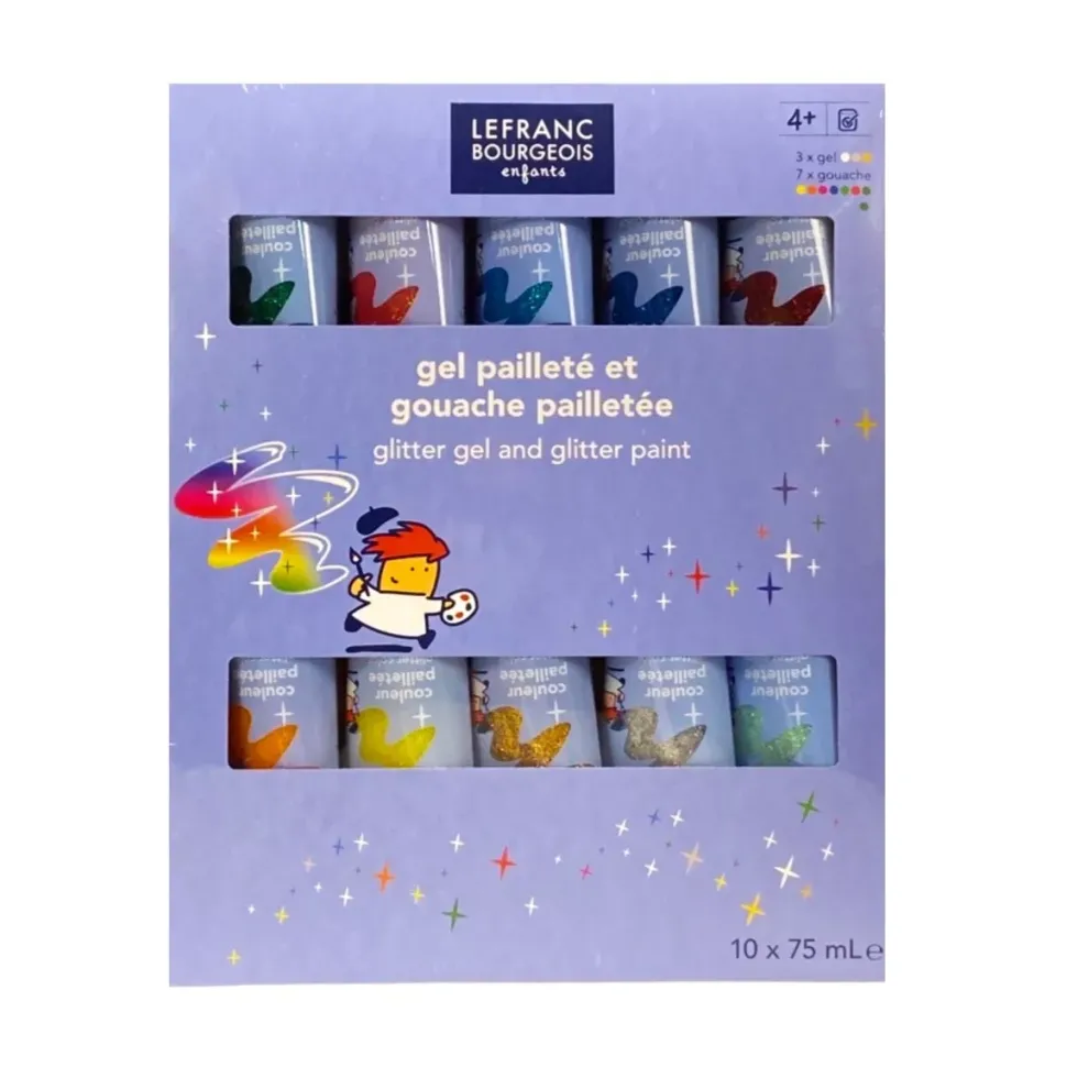 Set 10 guache purpurina infantil Lefranc and Bourgeois 75ml