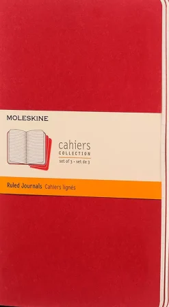 Set 3 Libretas Rojo Arándano Rayas tapa blanda Cahier Moleskine 13x21cm