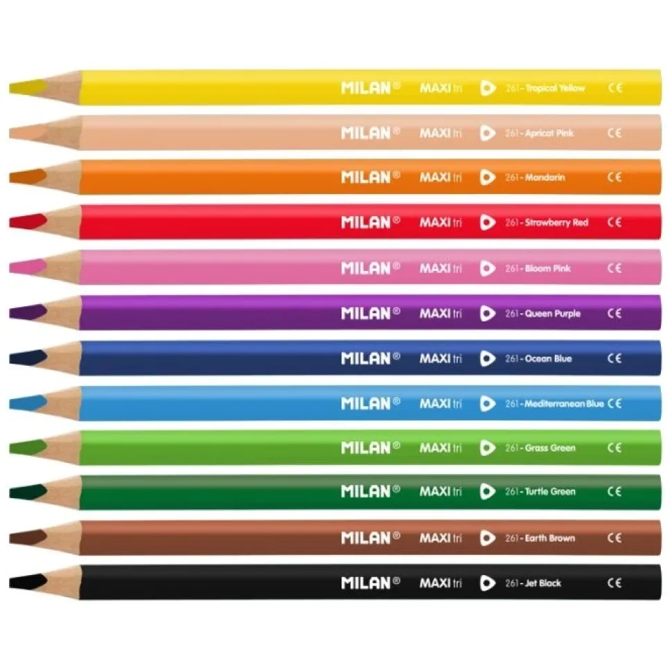 Set 12 lápices de colores maxi surtidos y sacapuntas Milan