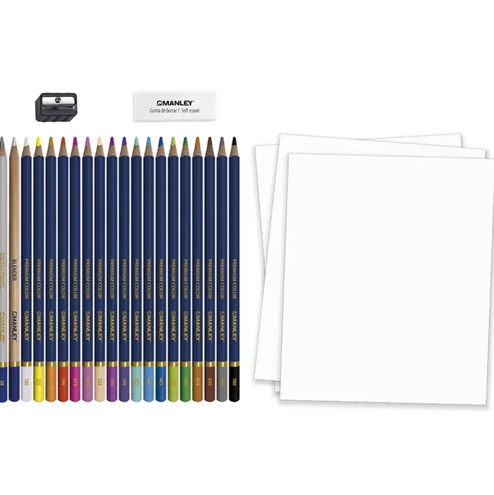 Set 23 lápices de colores y complementos Manley