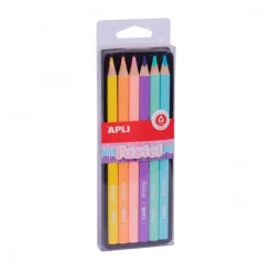 Set 6 lápices triangulares de colores Pastel jumbo Apli