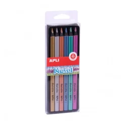 Set 6 lápices triangulares de colores Metal jumbo Apli