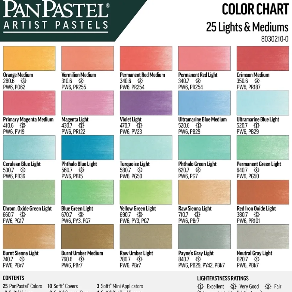 Set 25 Pasteles concentrados Light and Medium y herramientas PanPastel 9ml