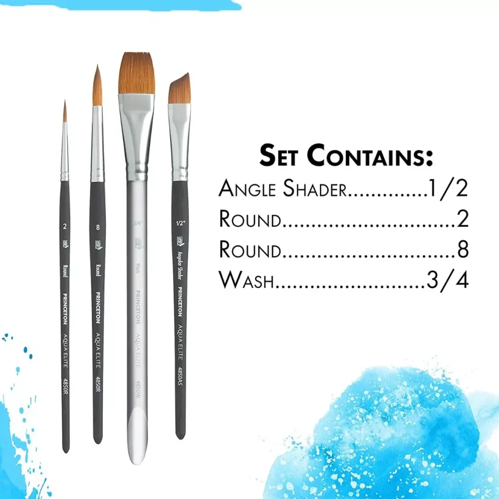 Set 4 pinceles Aqua Elite Professional #2 Princeton