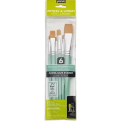 Set 6 pinceles de poliamida dorada para acrílico Pebeo