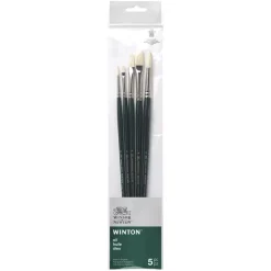 Set 5 pinceles para óleo Cerdas naturales Mango largo Winton Winsor & Newton