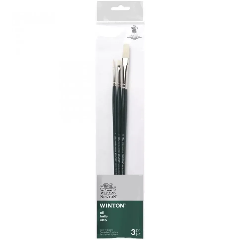 Set 3 pinceles para óleo Cerdas naturales Mango largo Winton Winsor & Newton 02