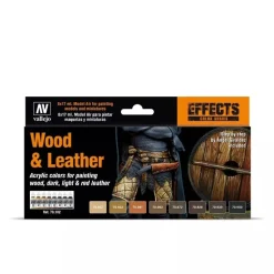 Set 8 pinturas para modelismo 182 Madera y Cuero Game Color Effects Vallejo 17ml