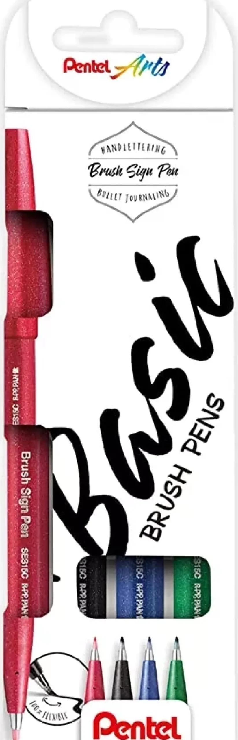 Set 4 Rotuladores Basic Sign Pen Brush Pentel