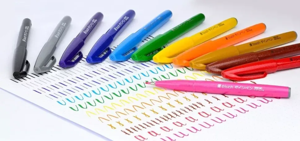 Set 12 Rotuladores Brush Sign Colores Básicos Pen Pentel