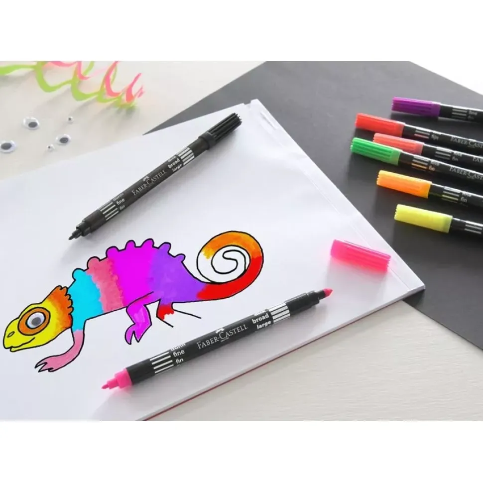 Set 10 Rotuladores Doble Punta Fluorescentes Classic Faber-Castell