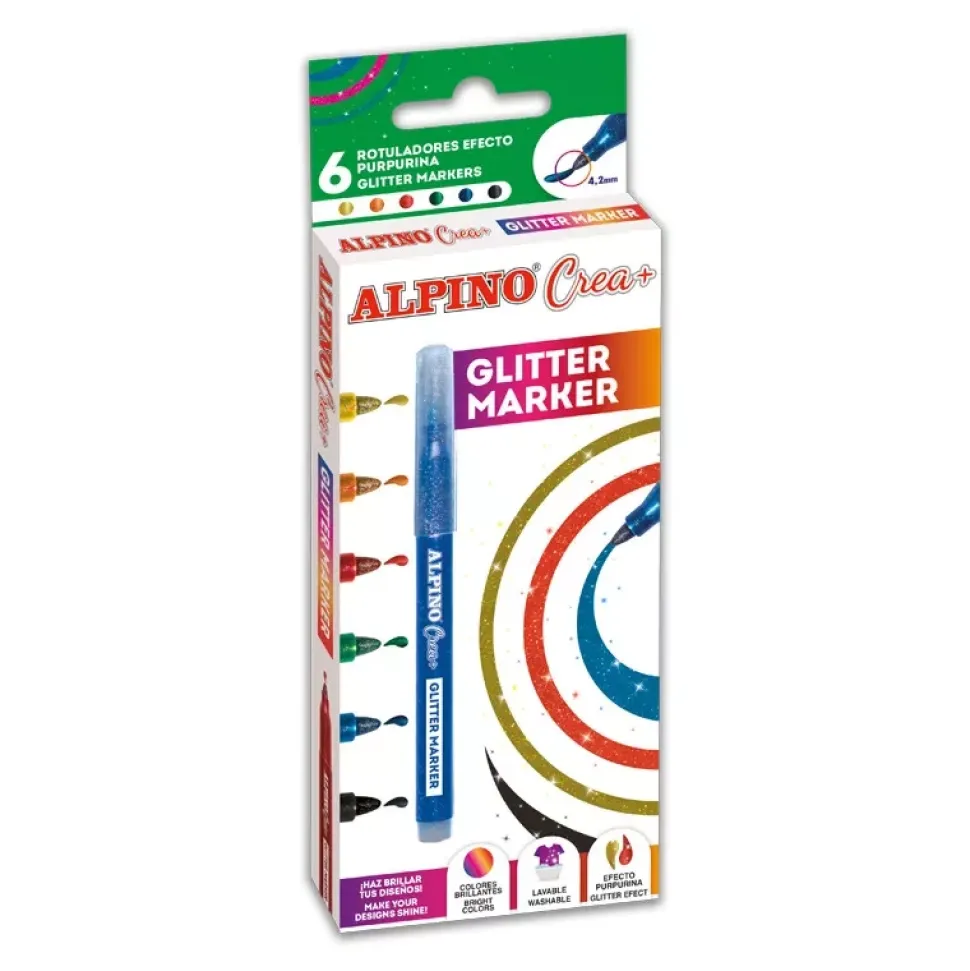 Set 6 Rotuladores Glitter Crea+ Alpino
