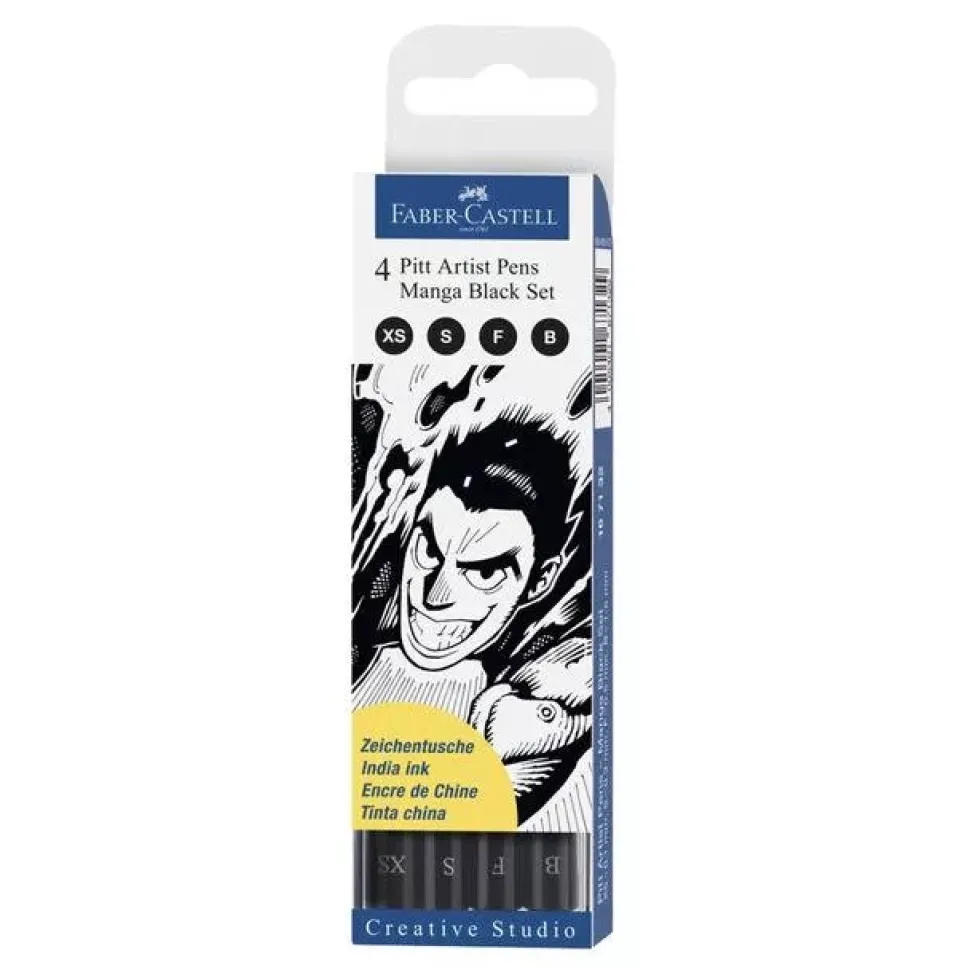 Set 4 rotuladores Manga XS-B Pitt Artist Pen Faber-Castell