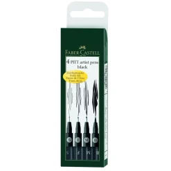 Set 4 rotuladores Negro S-B Pitt Artist Pen Faber-Castell