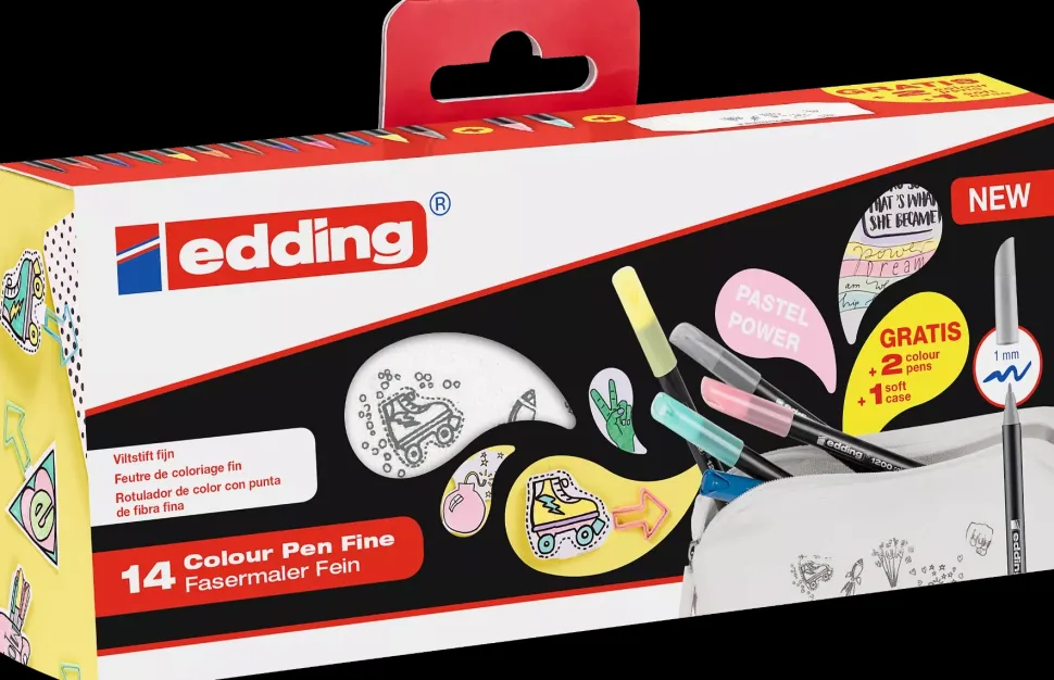 Set 14 Rotuladores Pastel + Estuche Edding