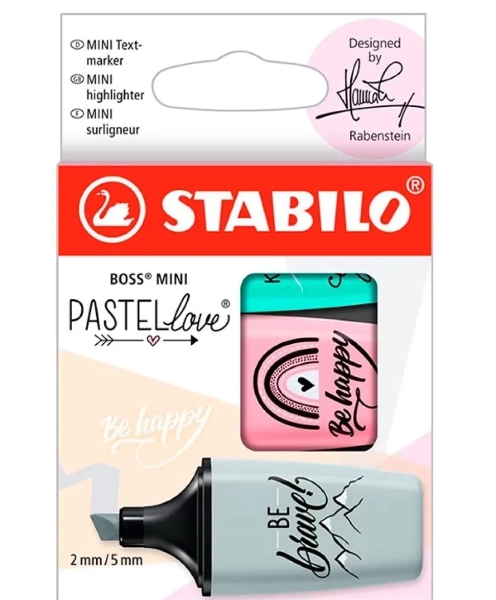 Set 3 rotuladores pastel love mini Boss Original STABILO