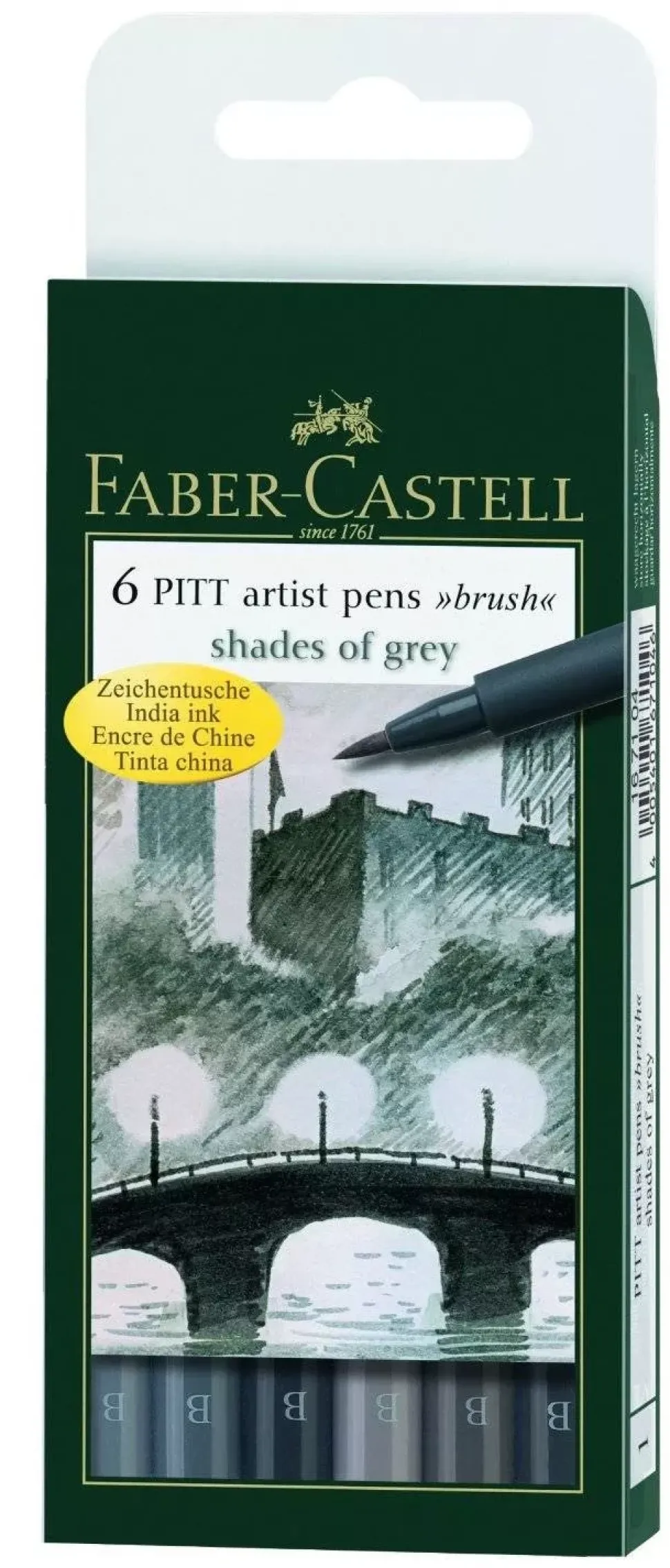 Set 6 rotuladores Tonos Grises Pitt Artist Pen Brush Faber-Castell