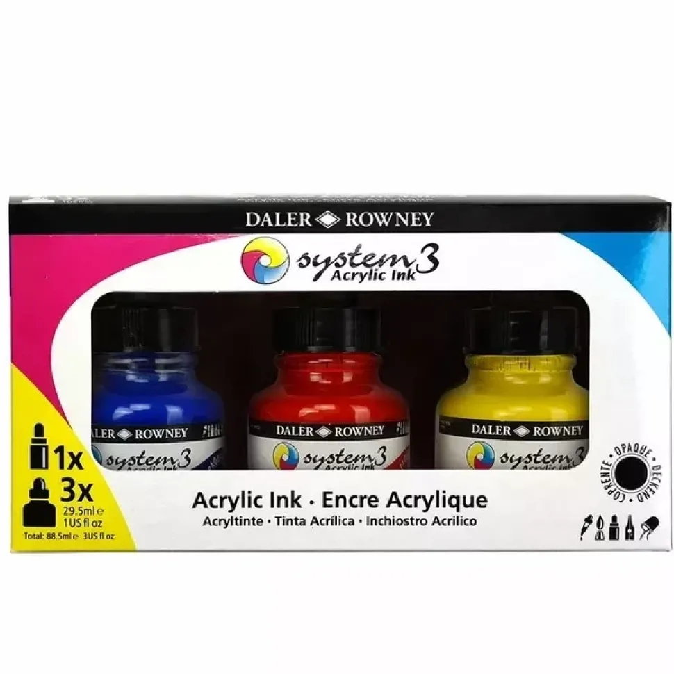 Set 3 tintas acrílicas System3 Daler-Rowney 29.5ml