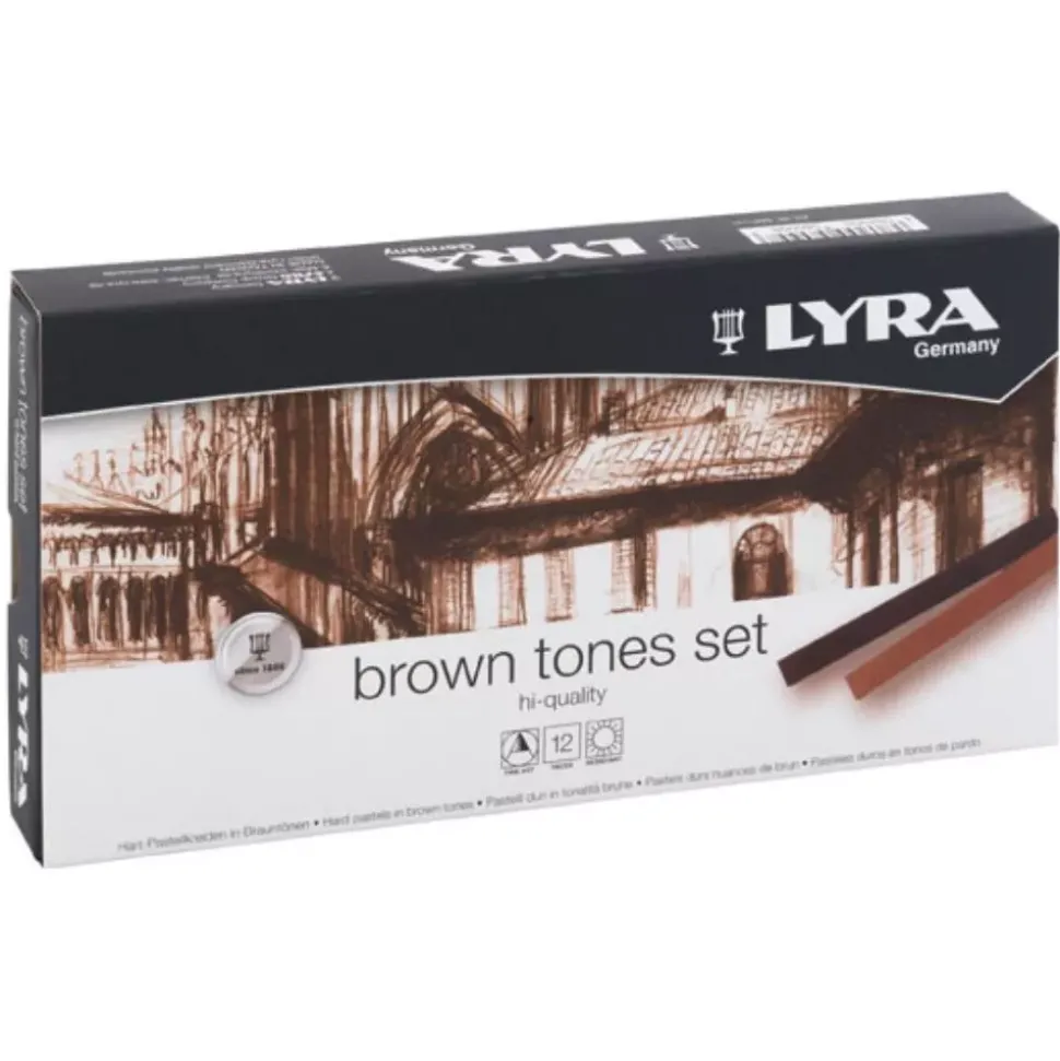 Set 12 tizas marrones Polycrayons Hard Lyra