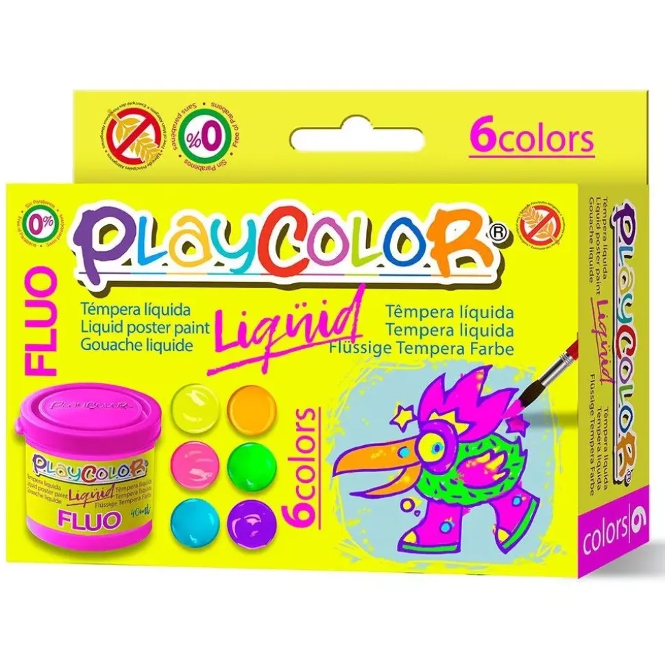 Set 6 témperas líquidas Fluor Playcolor 40ml