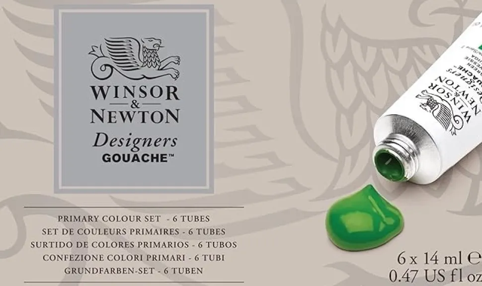 Set 6 Tubos de Gouache colores primarios Winsor and Newton 14ml