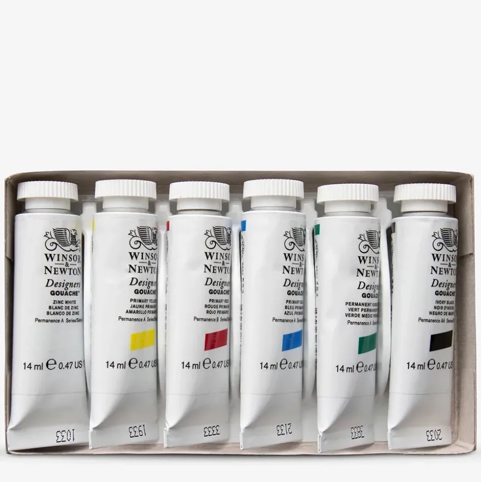 Set 6 Tubos de Gouache colores primarios Winsor and Newton 14ml