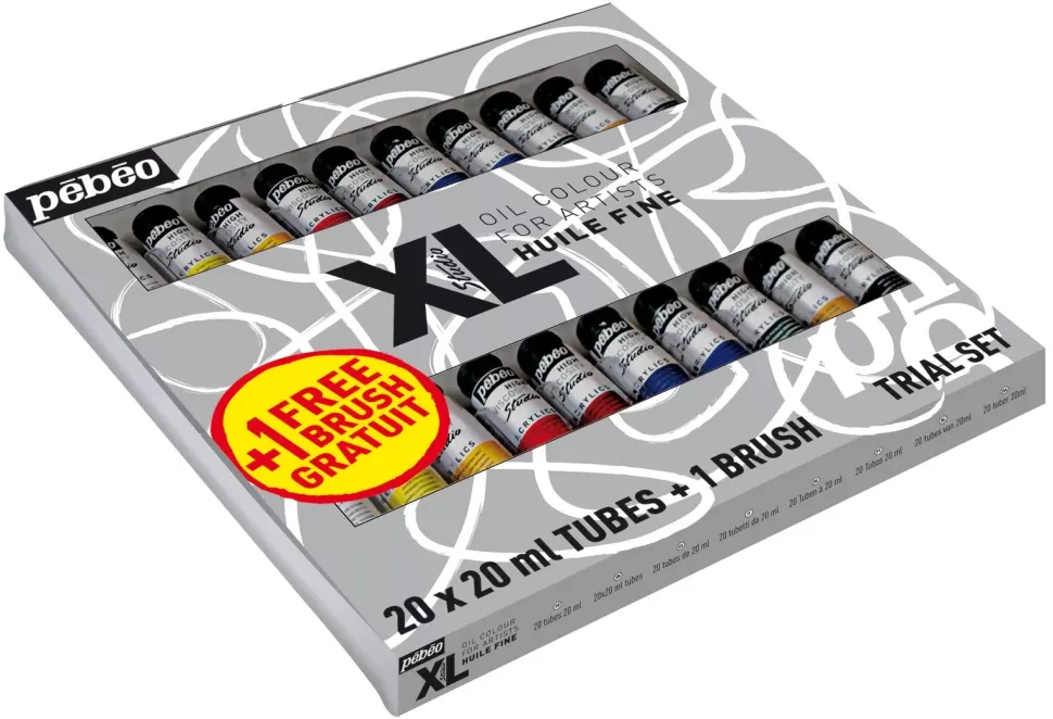 Set 20 Tubos Óleo Fino XL + Pincel Pebeo 20ml