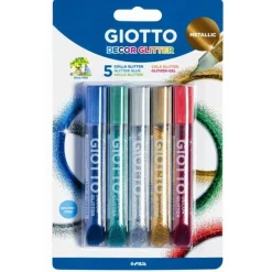 Set 5 tubos pegamento glitter colores metálicos Giotto