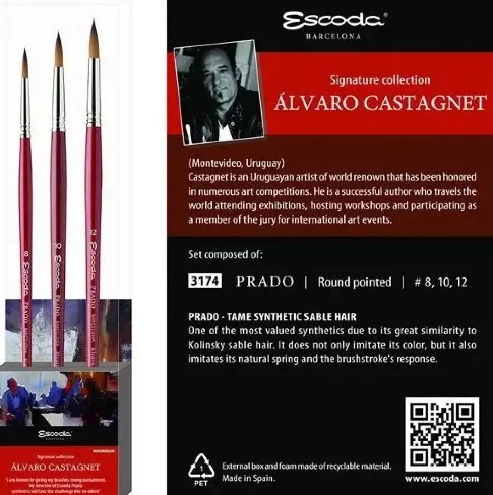 Set acuarela sintético Prado 3174 Álvaro Castagnet 8601-1 Escoda