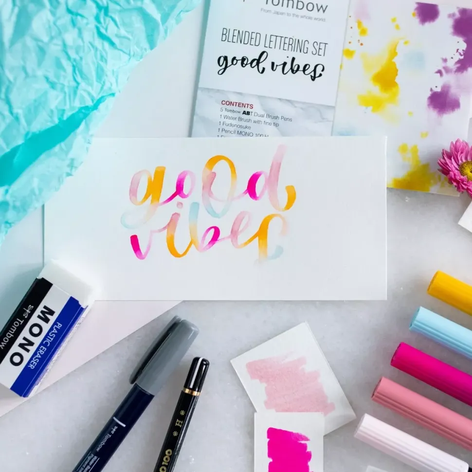 Set Blended Lettering Good Vibes Tombow