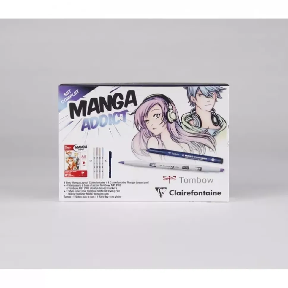 Set Completo Bloc y Rotuladores Manga Addict Clairefontaine