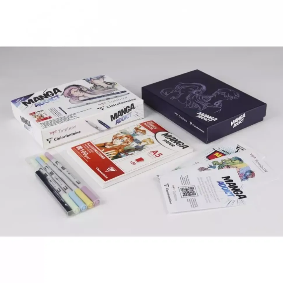 Set Completo Bloc y Rotuladores Manga Addict Clairefontaine