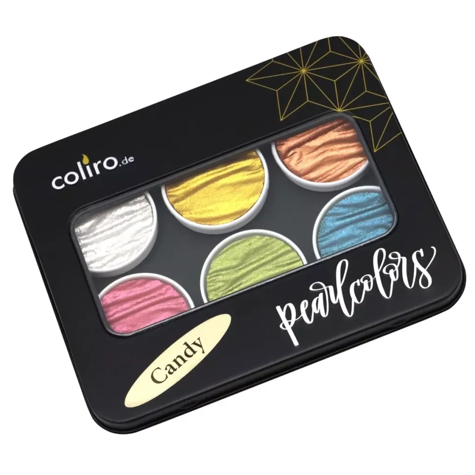 Set de 6 acuarelas Pearlcolor Candy Pearl Colors Coliro