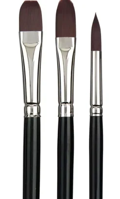Set de 3 Pinceles Fibra Teijín Mango Largo #02 Rembrandt