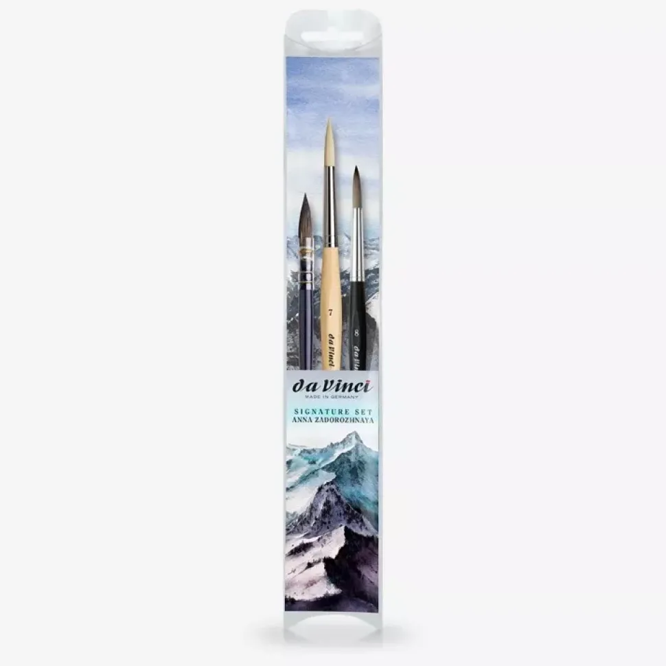 Set de 3 pinceles para acuarela de Anna Zadarozhnaya da Vinci