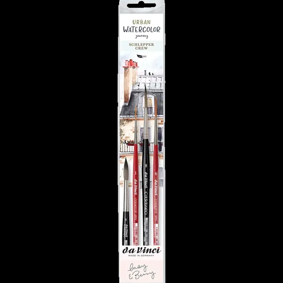Set de 4 pinceles para acuarela Urban Watercolor May & Berry x da Vinci