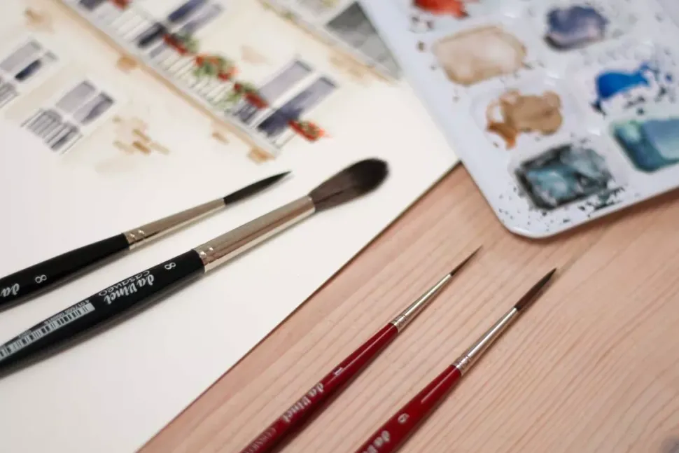 Set de 4 pinceles para acuarela Urban Watercolor May & Berry x da Vinci