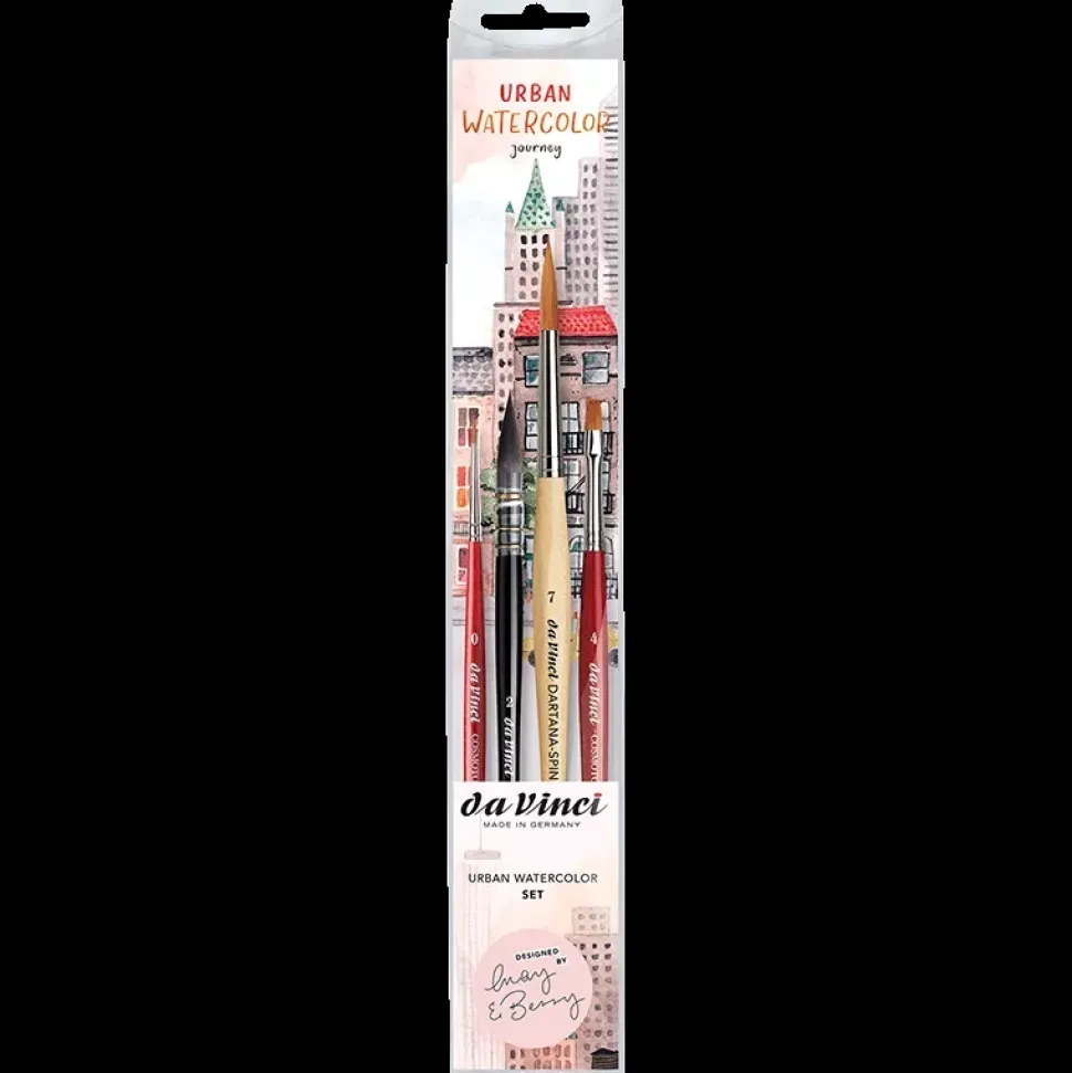 Set de 4 pinceles para acuarela Urban Watercolor May & Berry & da Vinci