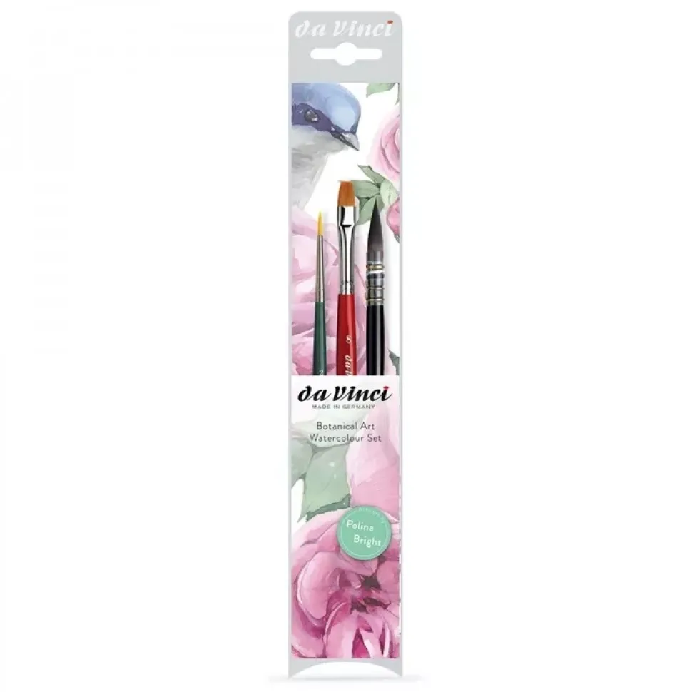 Set de 3 pinceles para acuarela botánica de Polina Bright da Vinci