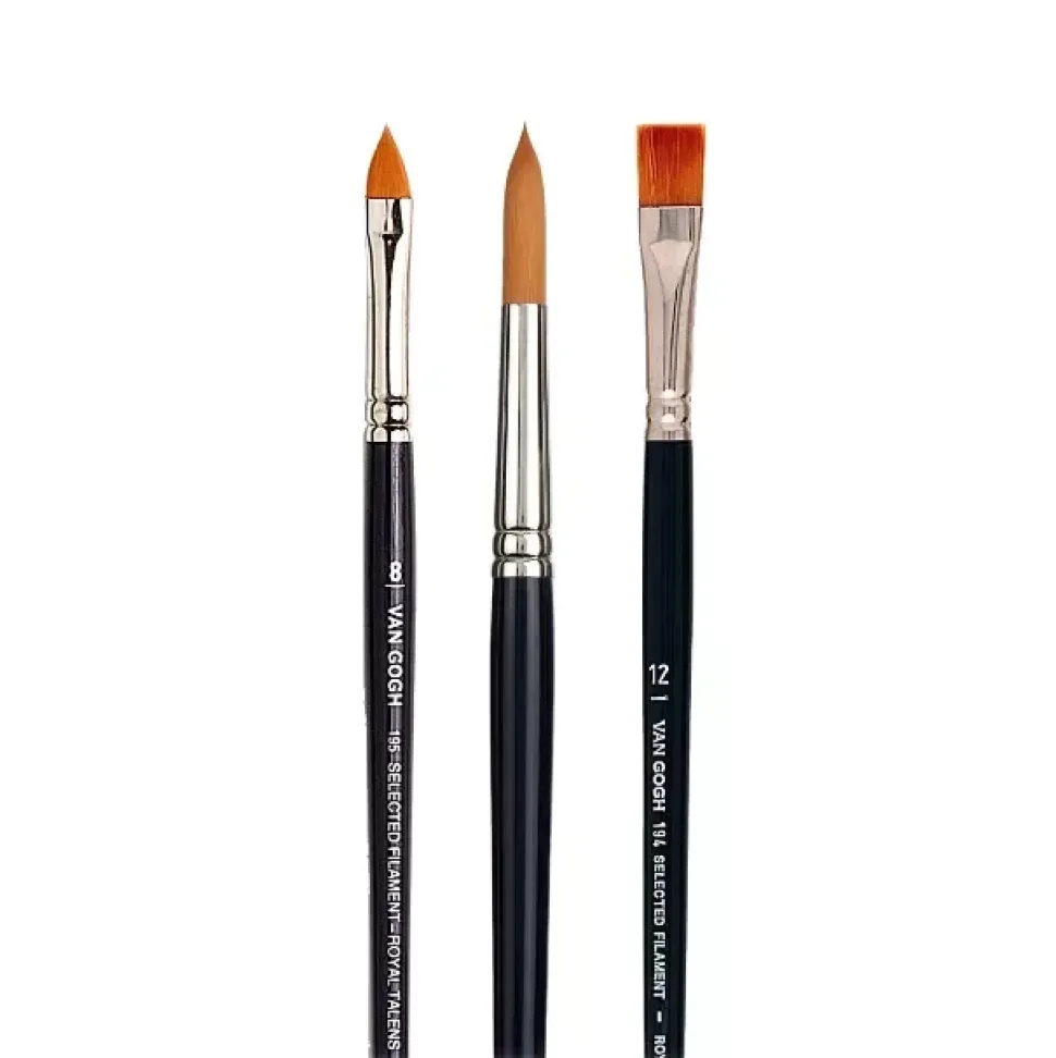Set de 3 pinceles sintéticos para acuarela y tempera Van Gogh