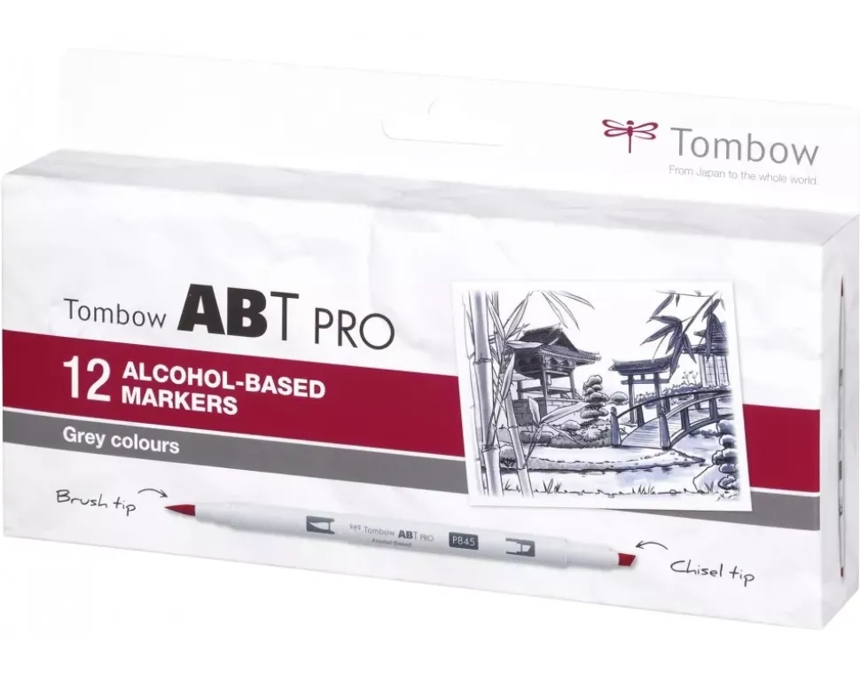 Set de 12 rotuladores ABT Pro Gama grises Tombow